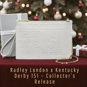 Radley London x Kentucky Derby Leather Crossbody Clutch Limited Edition Bag NWT